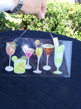Glass Drink Sun Catcher 6" x 12" NWT